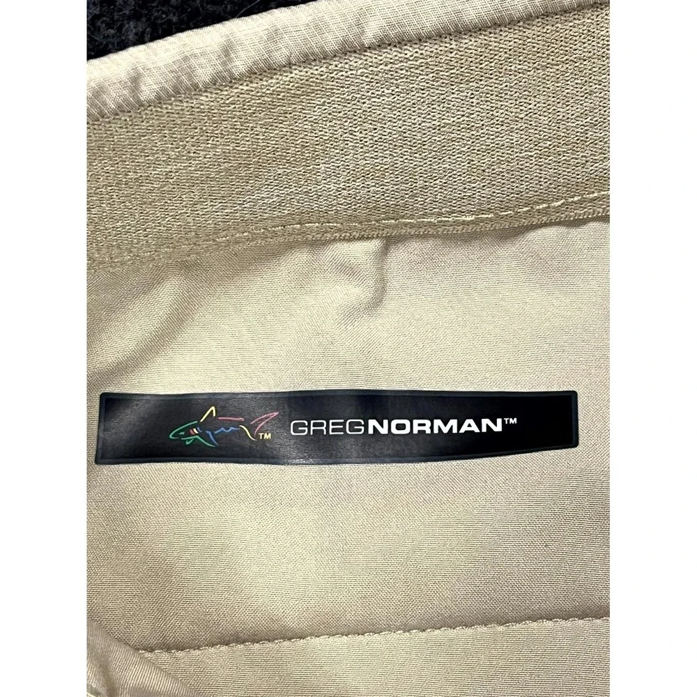 Greg Norman Golf Shorts Men 36 Beige Stretch Mid Rise Comfort Performance Casual